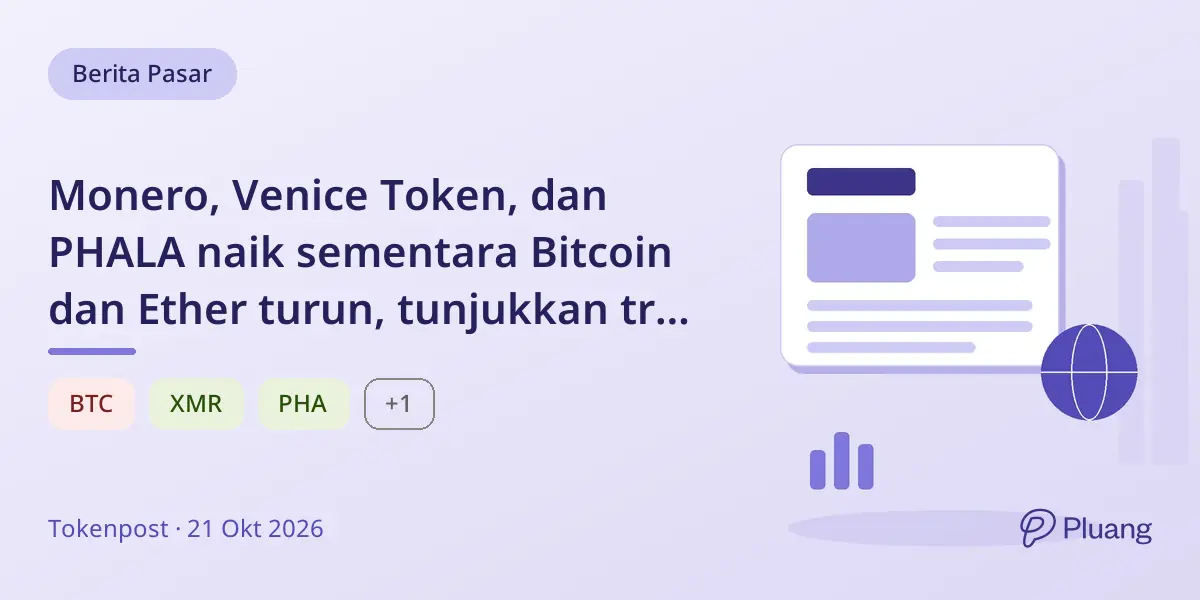 Monero, Venice Token, dan PHALA naik sementara Bitcoin dan Ether turun, tunjukkan tren pasar kripto yang beragam.