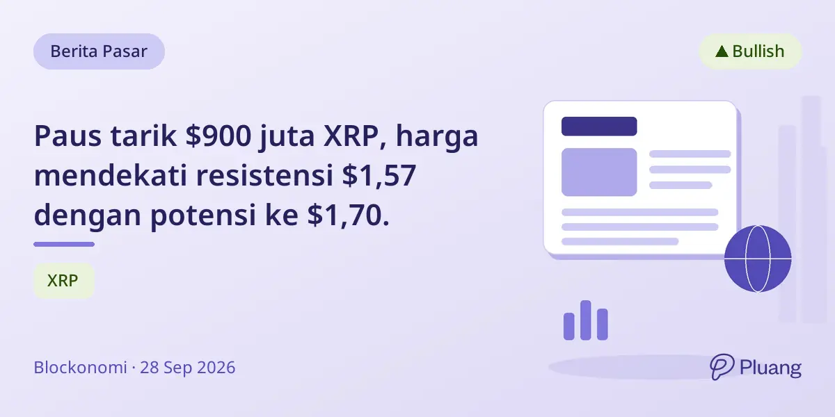 Paus tarik $900 juta XRP, harga mendekati resistensi $1,57 dengan potensi ke $1,70.