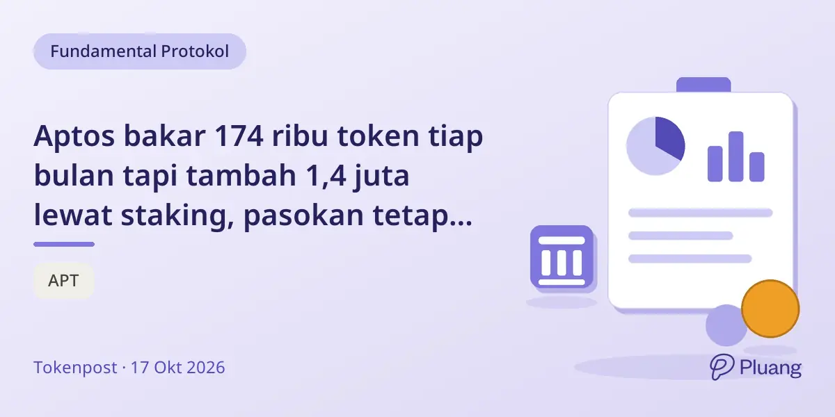 Aptos bakar 174 ribu token tiap bulan tapi tambah 1,4 juta lewat staking, pasokan tetap bertambah.