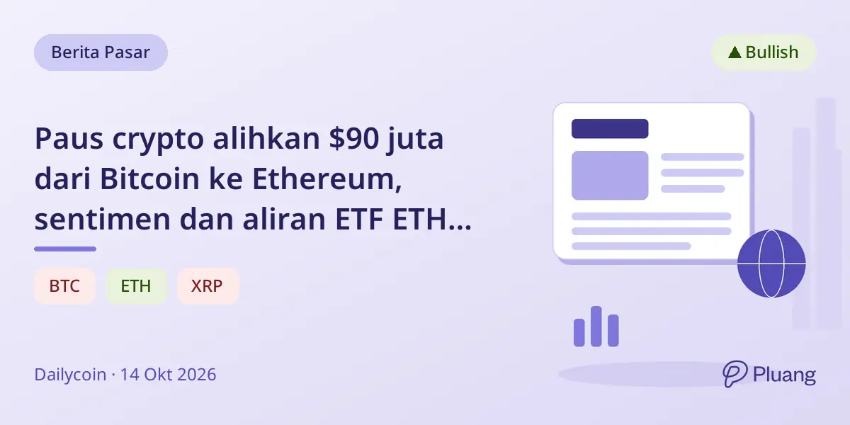 Paus crypto alihkan $90 juta dari Bitcoin ke Ethereum, sentimen dan aliran ETF ETH naik.
