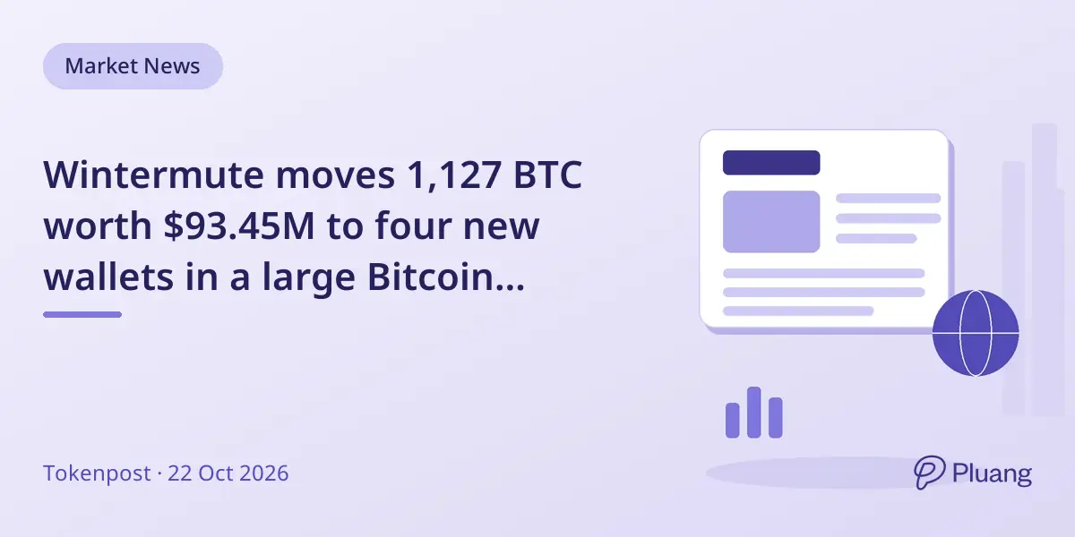 Wintermute moves 1,127 BTC worth $93.45M to four new wallets in a large Bitcoin transfer