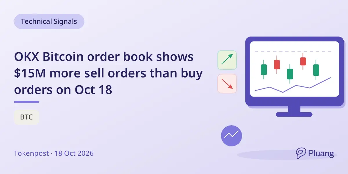OKX Bitcoin order book shows $15M more sell orders than buy orders on Oct 18