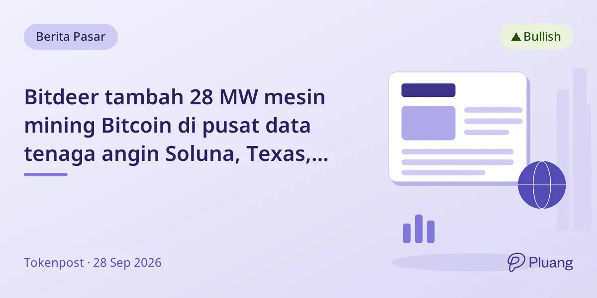 Bitdeer tambah 28 MW mesin mining Bitcoin di pusat data tenaga angin Soluna, Texas, mulai Sept 2026