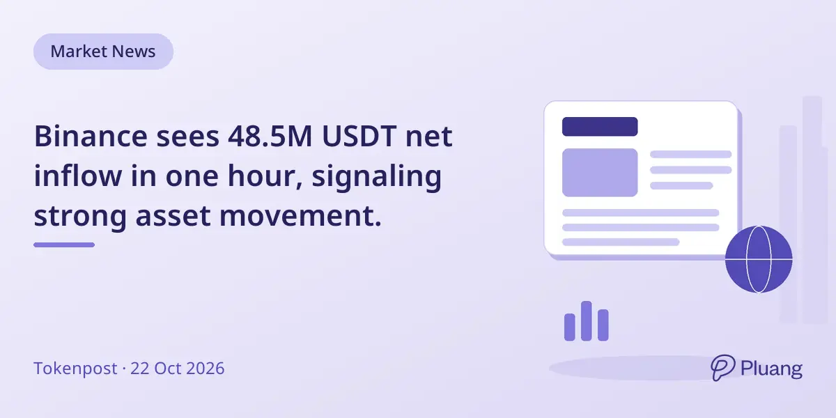 Binance sees 48.5M USDT net inflow in one hour, signaling strong asset movement.