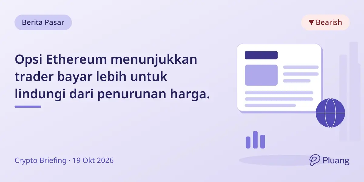 Opsi Ethereum menunjukkan trader bayar lebih untuk lindungi dari penurunan harga.