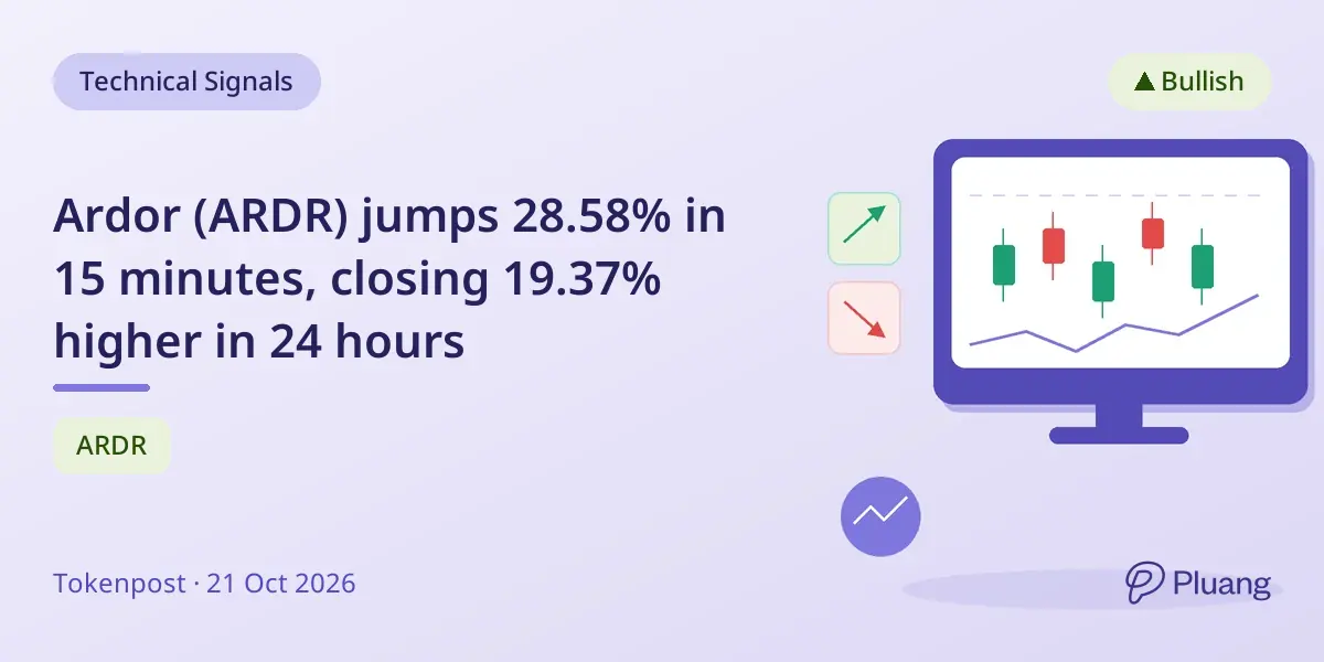 Ardor (ARDR) jumps 28.58% in 15 minutes, closing 19.37% higher in 24 hours