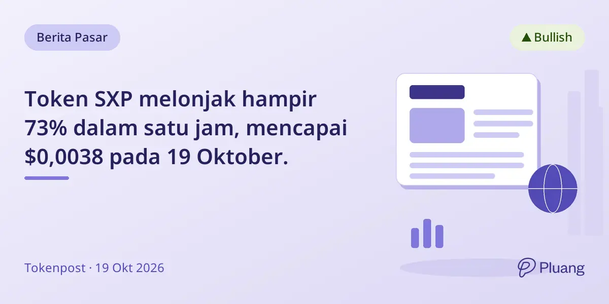 Token SXP melonjak hampir 73% dalam satu jam, mencapai $0,0038 pada 19 Oktober.
