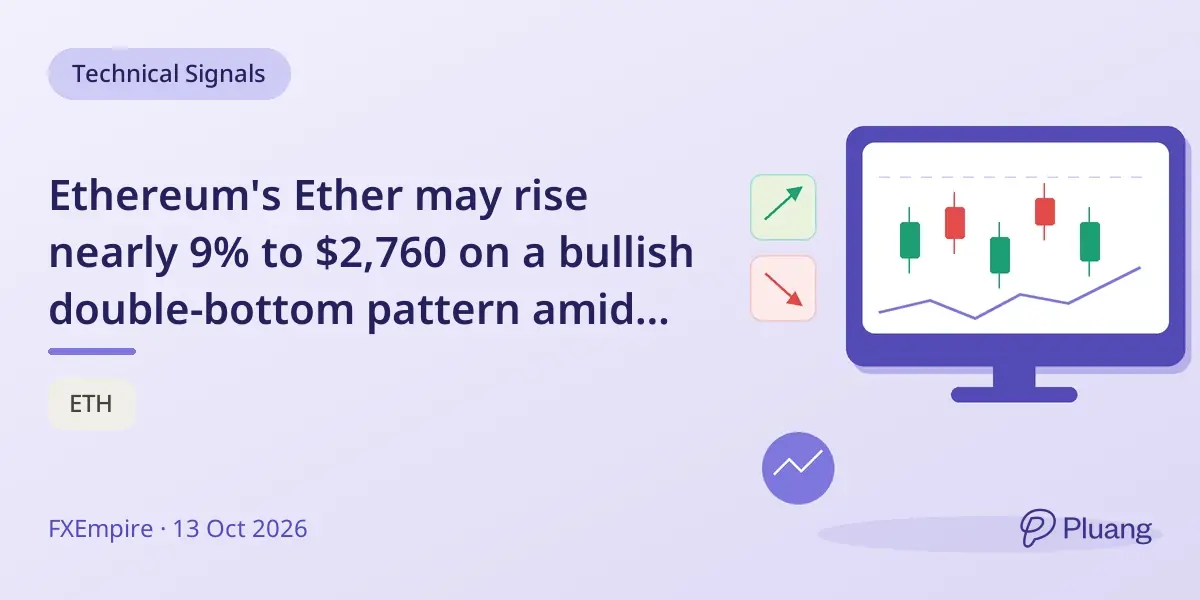 Ethereum's Ether may rise nearly 9% to $2,760 on a bullish double-bottom pattern amid easing selling pressure.