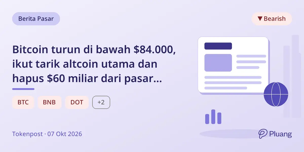 Bitcoin turun di bawah $84.000, ikut tarik altcoin utama dan hapus $60 miliar dari pasar kripto.