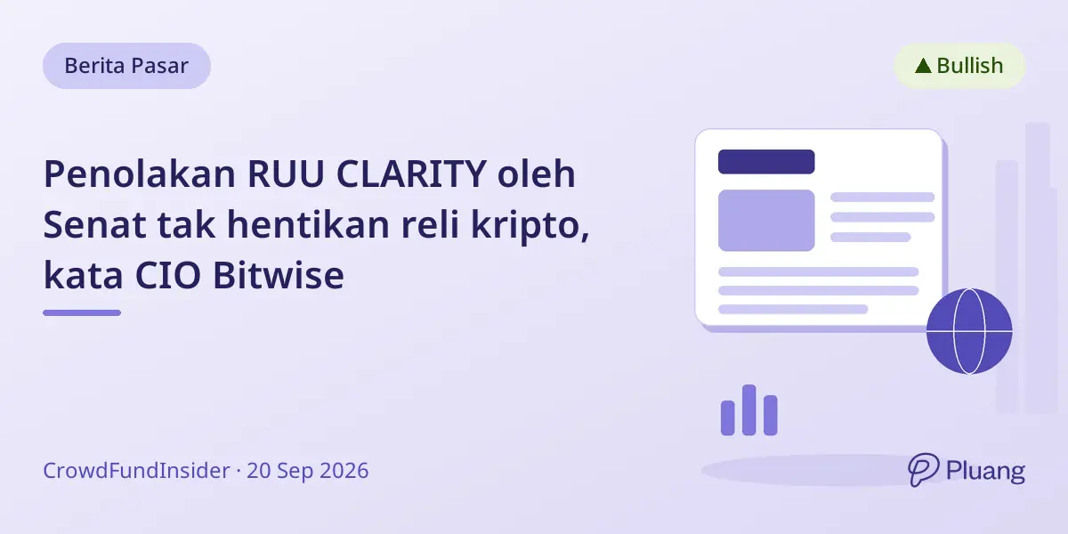 Penolakan RUU CLARITY oleh Senat tak hentikan reli kripto, kata CIO Bitwise