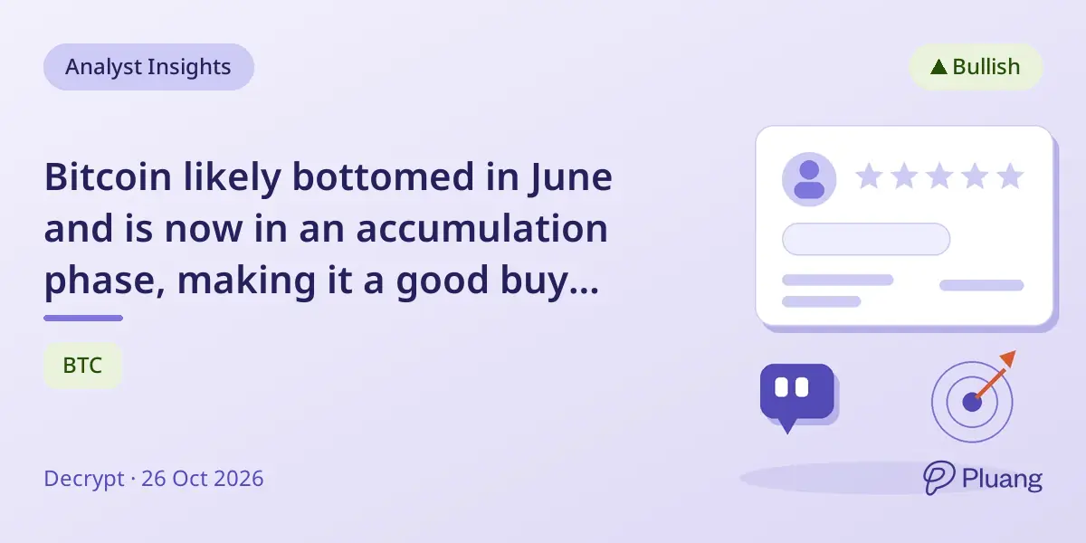 Bitcoin likely bottomed in June and is now in an accumulation phase, making it a good buy opportunity.