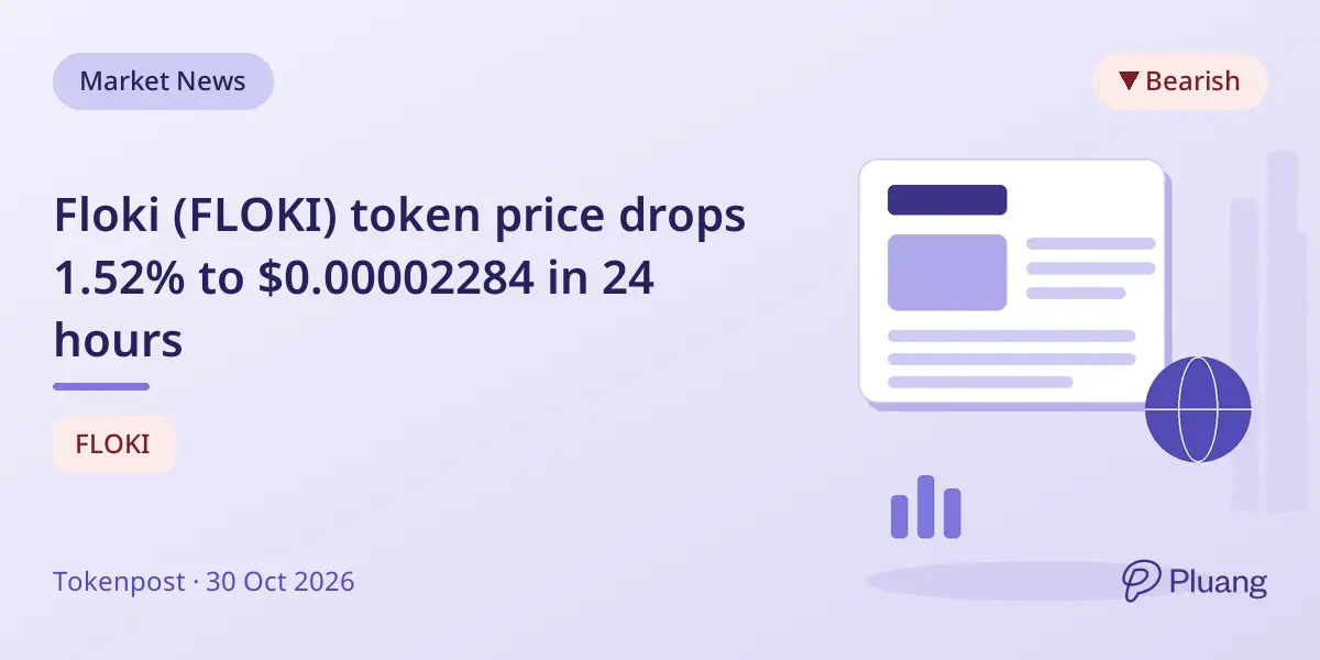 Floki (FLOKI) token price drops 1.52% to $0.00002284 in 24 hours