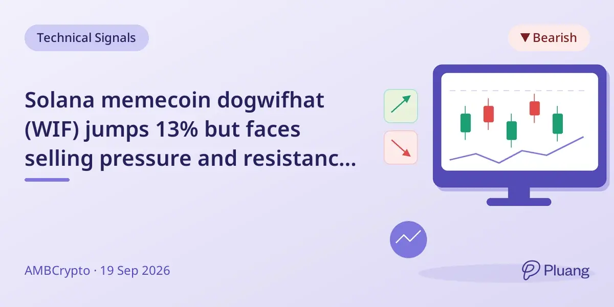 Solana memecoin dogwifhat (WIF) jumps 13% but faces selling pressure and resistance at $0.2157.