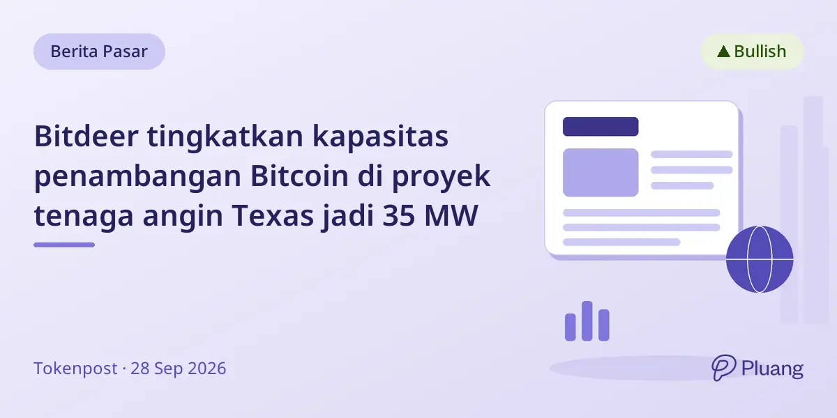 Bitdeer tingkatkan kapasitas penambangan Bitcoin di proyek tenaga angin Texas jadi 35 MW