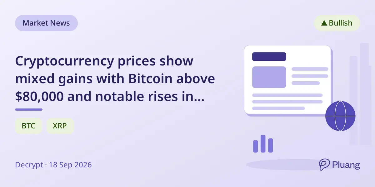 Cryptocurrency prices show mixed gains with Bitcoin above $80,000 and notable rises in altcoins like NEAR and ARB.