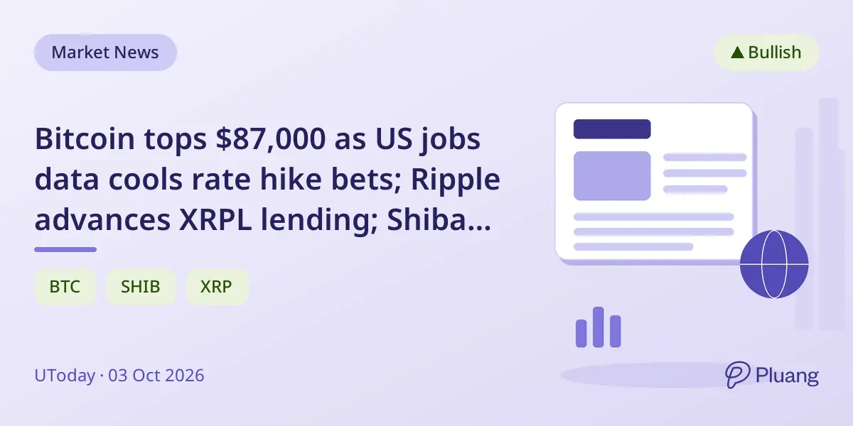 Bitcoin tops $87,000 as US jobs data cools rate...