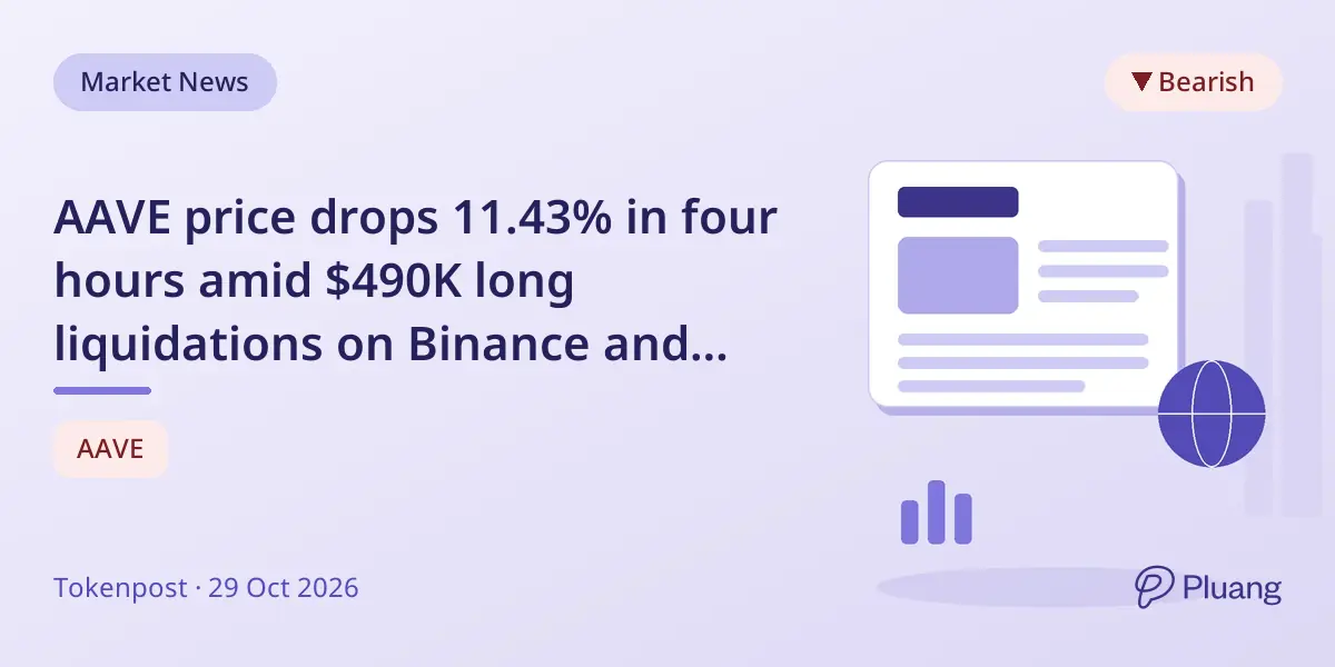 AAVE price drops 11.43% in four hours amid $490K long liquidations on Binance and others