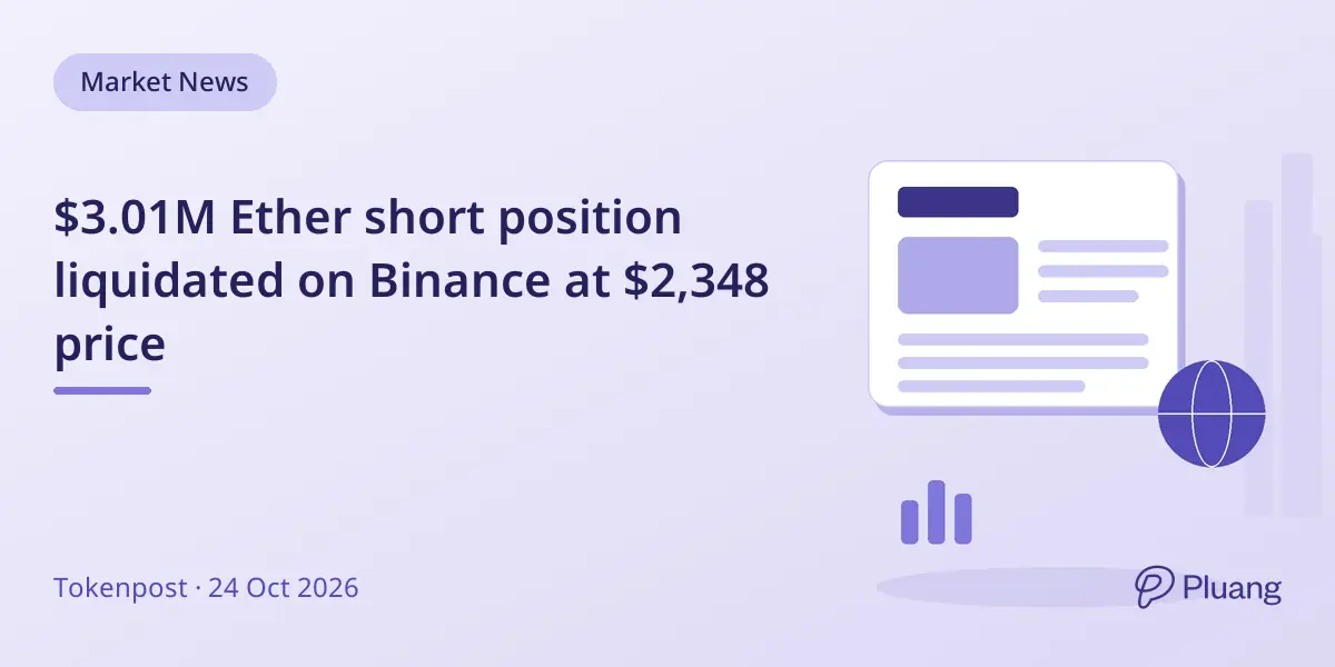 $3.01M Ether short position liquidated on Binance at $2,348 price