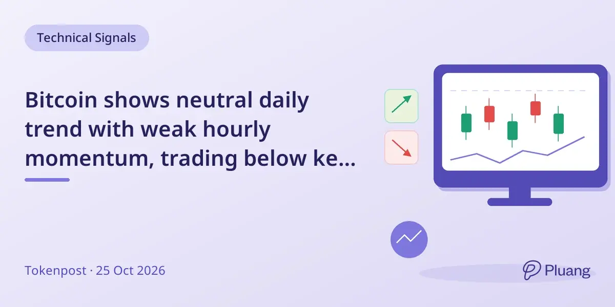 Bitcoin shows neutral daily trend with weak hourly momentum, trading below key moving averages on Oct 25.