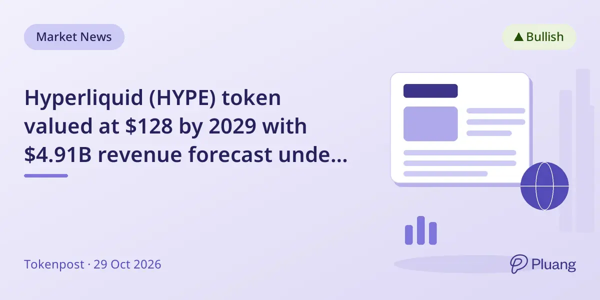 Hyperliquid (HYPE) token valued at $128 by 2029 with $4.91B revenue forecast under base case.
