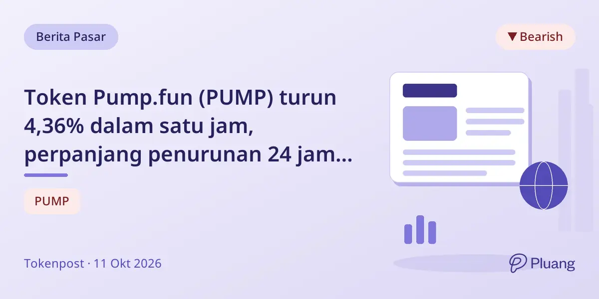 Token Pump.fun (PUMP) turun 4,36% dalam satu jam, perpanjang penurunan 24 jam dengan likuidasi long $100K.