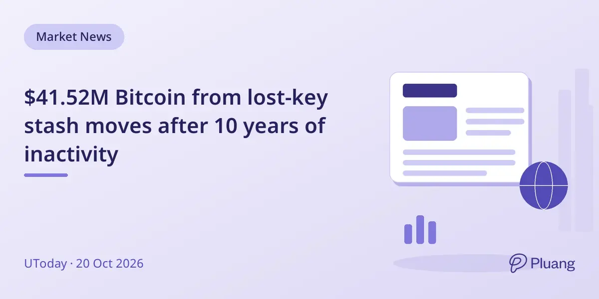 $41.52M Bitcoin from lost-key stash moves after 10 years of inactivity