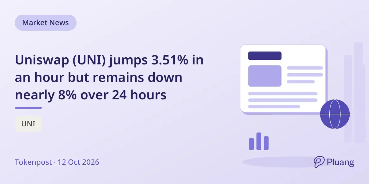 Uniswap (UNI) jumps 3.51% in an hour but remains down nearly 8% over 24 hours
