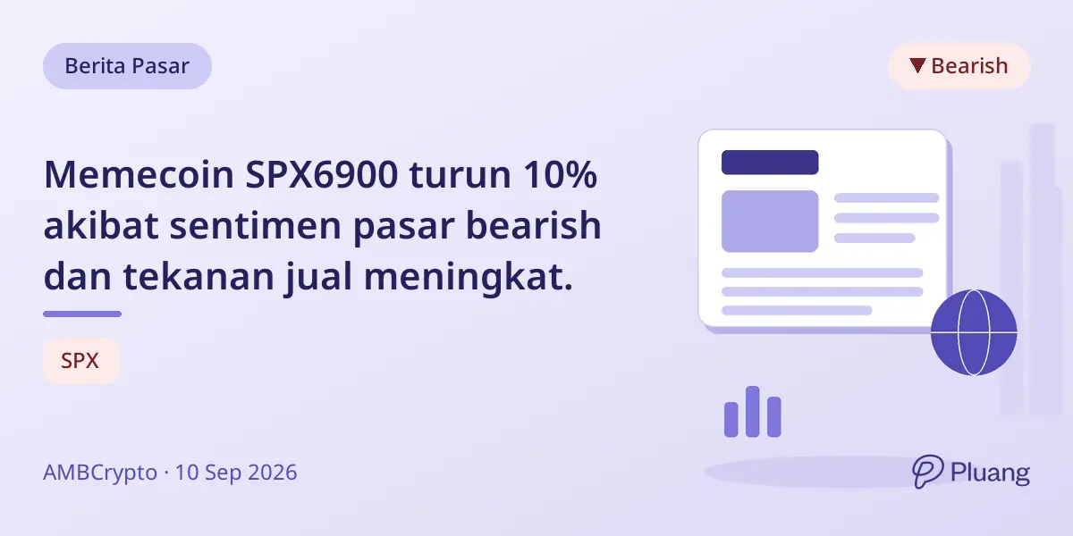 Memecoin SPX6900 turun 10% akibat sentimen pasar bearish dan tekanan jual meningkat.
