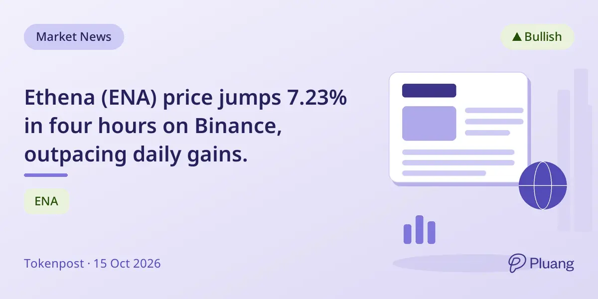 Ethena (ENA) price jumps 7.23% in four hours on Binance, outpacing daily gains.