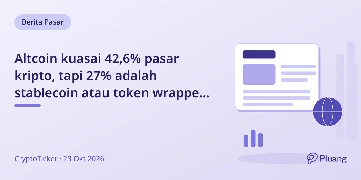 Altcoin kuasai 42,6% pasar kripto, tapi 27% adalah stablecoin atau token wrapped, bukan alternatif Bitcoin sejati.