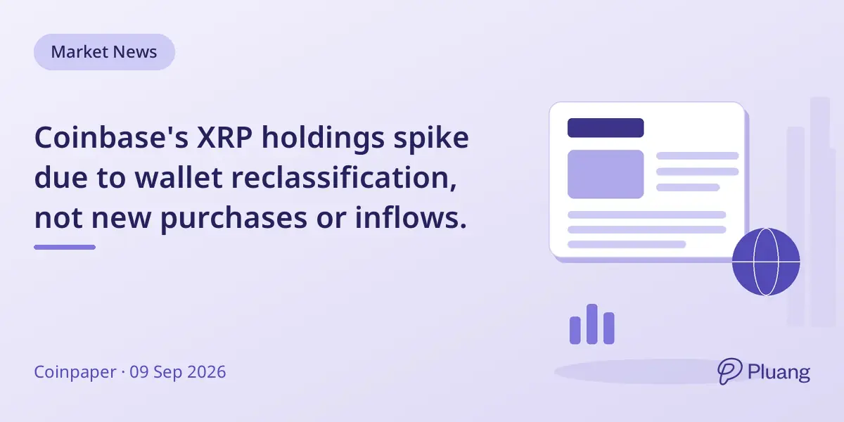 Coinbase's XRP holdings spike due to wallet reclassification, not new purchases or inflows.