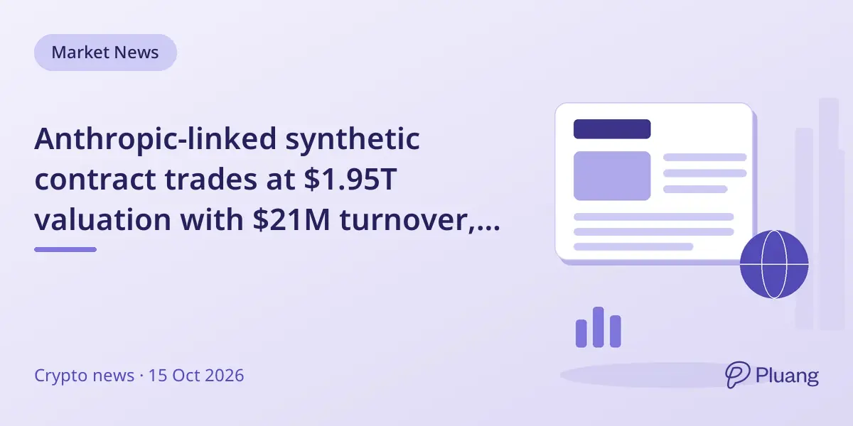 Anthropic-linked synthetic contract trades at $1.95T valuation with $21M turnover, but it's not actual stock.