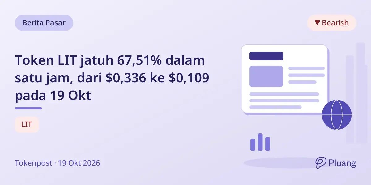 Token LIT jatuh 67,51% dalam satu jam, dari $0,336 ke $0,109 pada 19 Okt