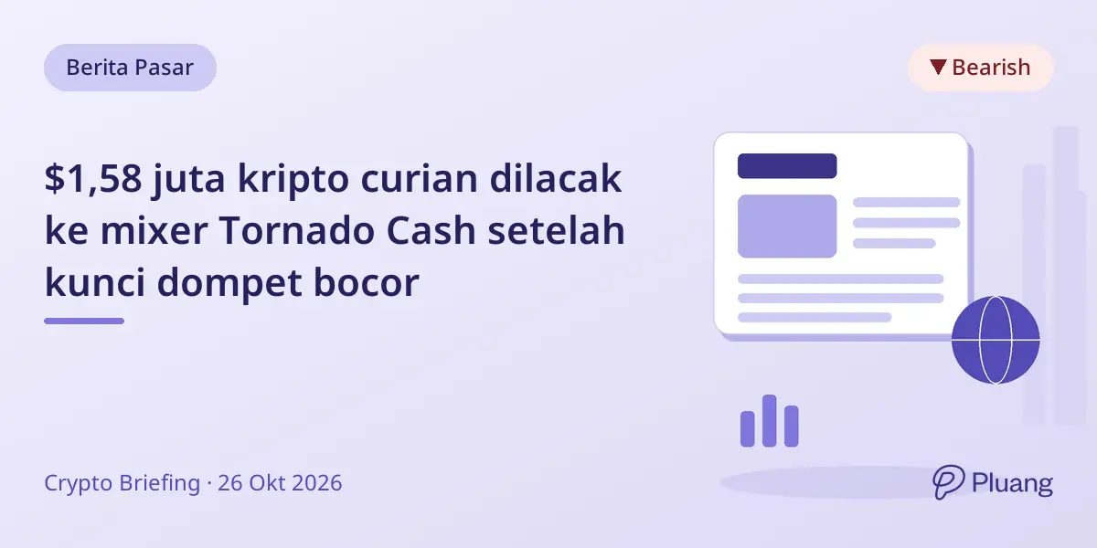 $1,58 juta kripto curian dilacak ke mixer Tornado Cash setelah kunci dompet bocor