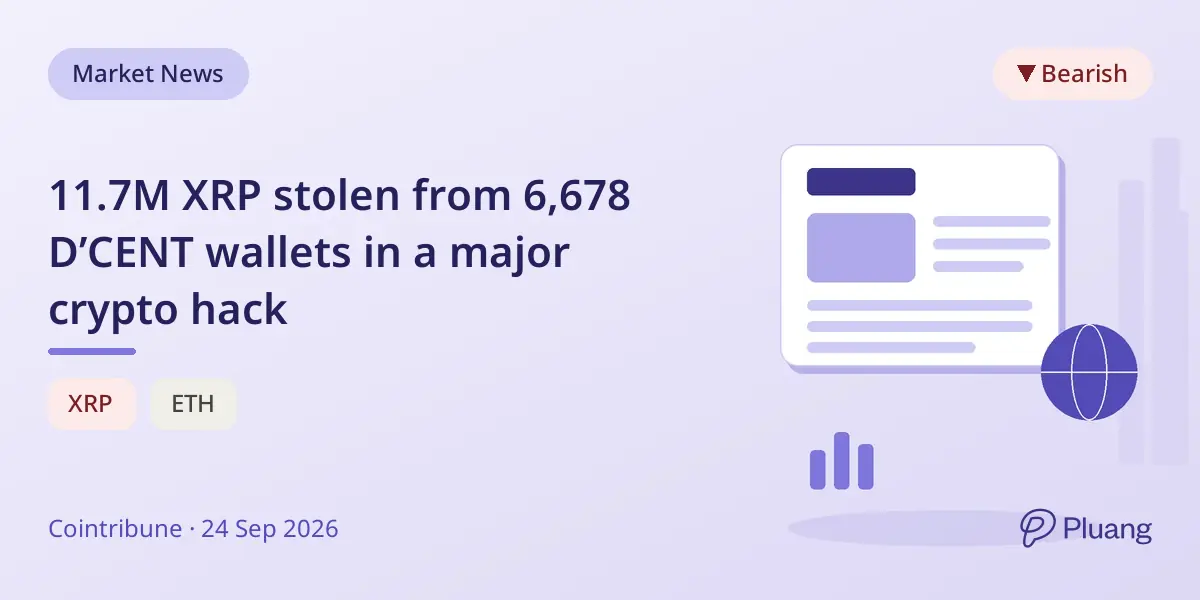11.7M XRP stolen from 6,678 D’CENT wallets in a major crypto hack