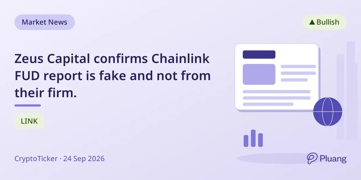 Zeus Capital confirms Chainlink FUD report is fake and not from their firm.