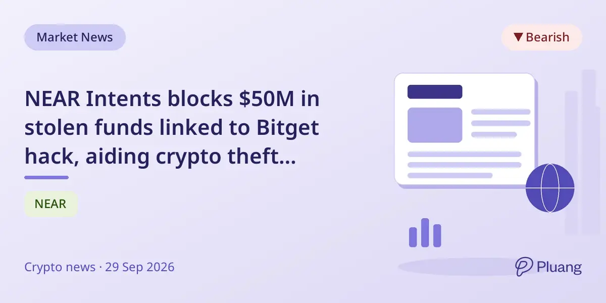 NEAR Intents blocks $50M in stolen funds linked to Bitget hack, aiding crypto theft recovery efforts.