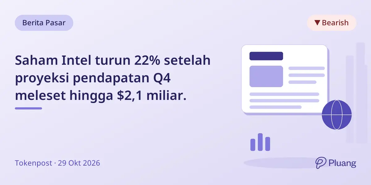 Saham Intel turun 22% setelah proyeksi pendapatan Q4 meleset hingga $2,1 miliar.
