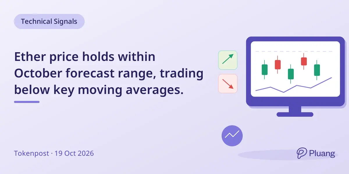 Ether price holds within October forecast range, trading below key moving averages.