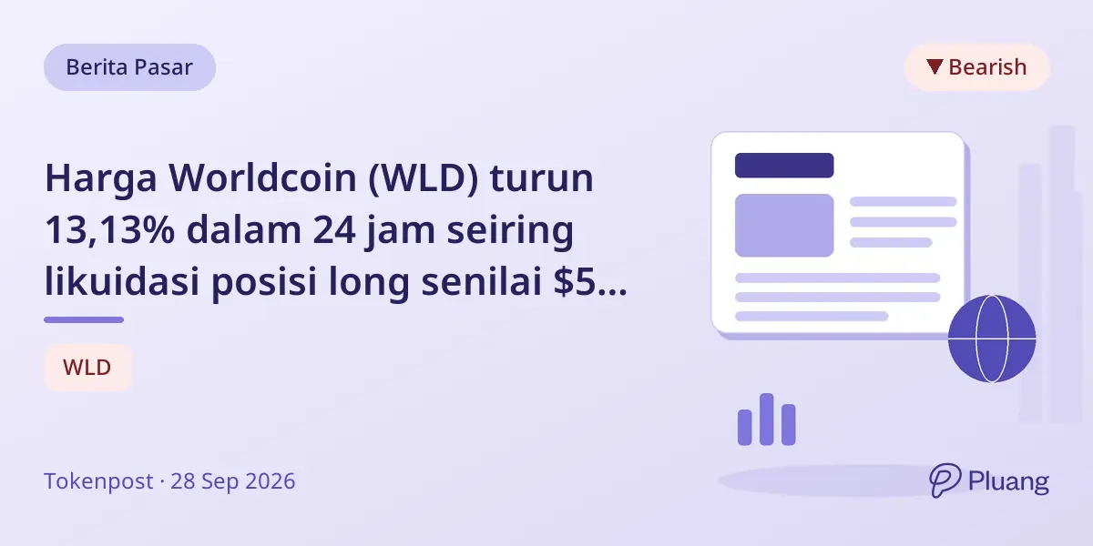 Harga Worldcoin (WLD) turun 13,13% dalam 24 jam seiring likuidasi posisi long senilai $510 ribu