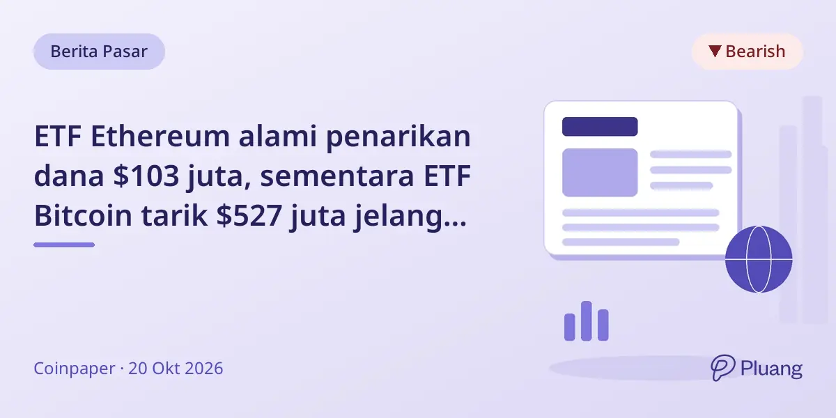 ETF Ethereum alami penarikan dana $103 juta, sementara ETF Bitcoin tarik $527 juta jelang keputusan Fed.
