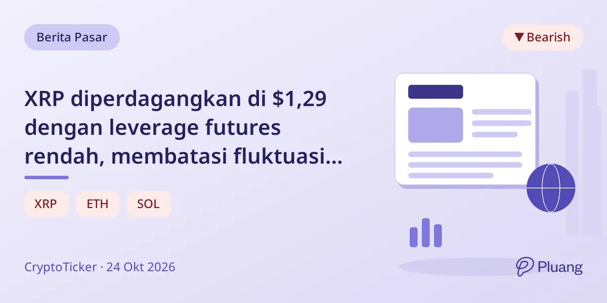 XRP diperdagangkan di $1,29 dengan leverage futures rendah, membatasi fluktuasi harga tajam dan risiko likuidasi.