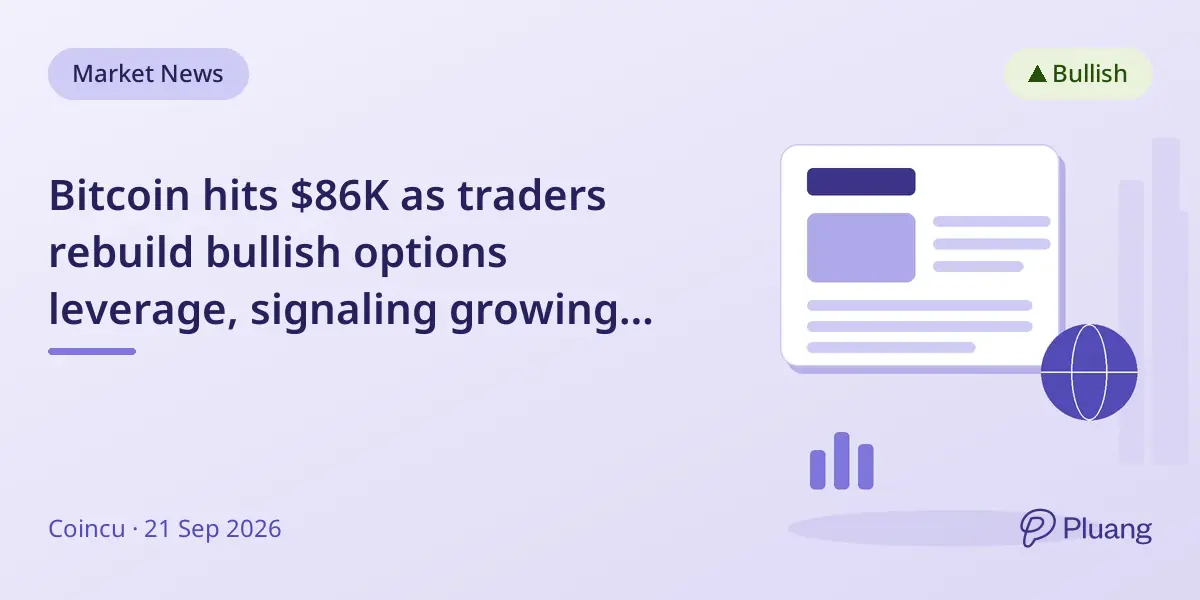 Bitcoin hits $86K as traders rebuild bullish options leverage, signaling growing confidence but with risk of rapid unwind.