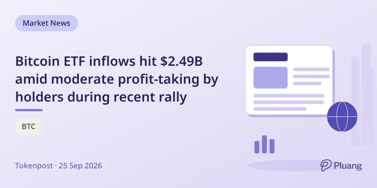Bitcoin ETF inflows hit $2.49B amid moderate profit-taking by holders during recent rally