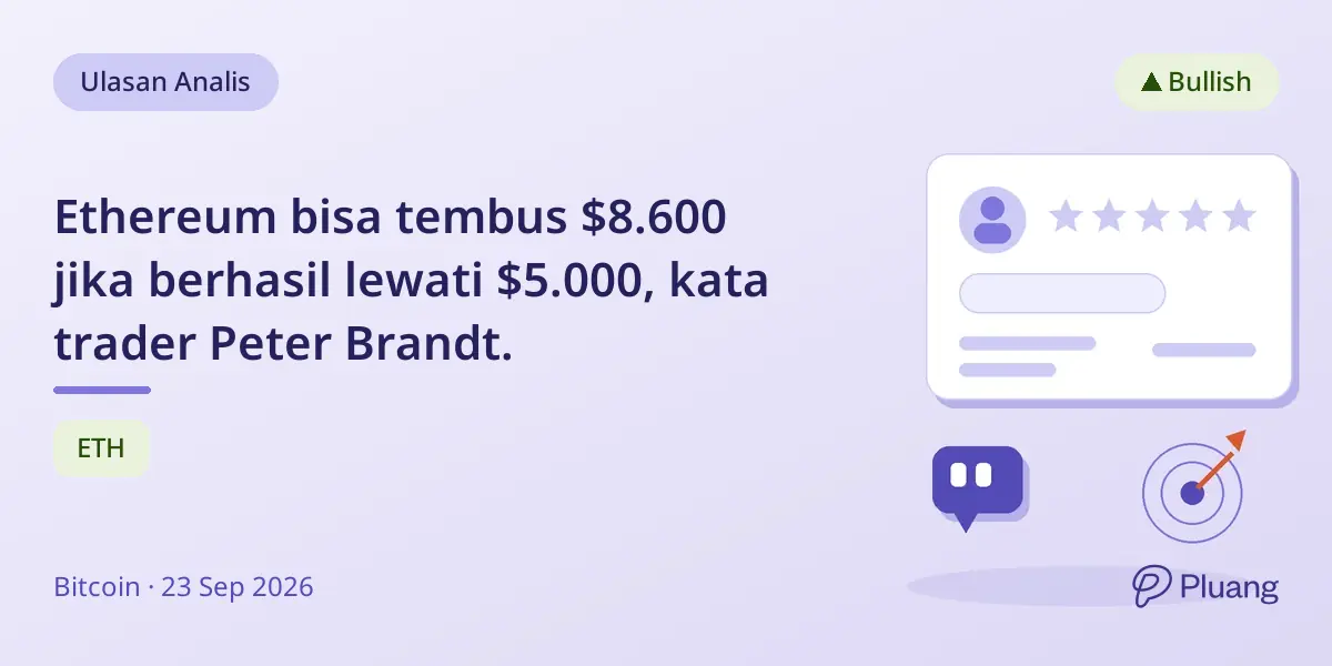 Ethereum bisa tembus $8.600 jika berhasil lewati $5.000, kata trader Peter Brandt.