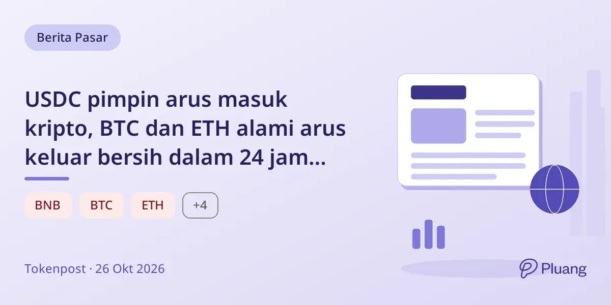 USDC pimpin arus masuk kripto, BTC dan ETH alami arus keluar bersih dalam 24 jam terakhir