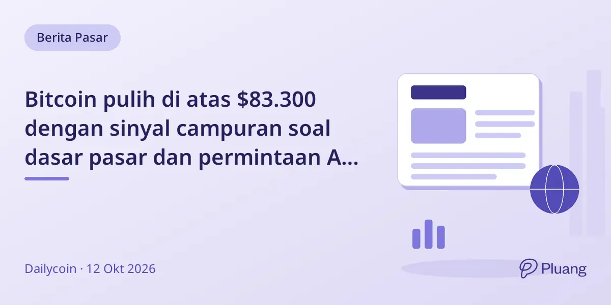 Bitcoin pulih di atas $83.300 dengan sinyal campuran soal dasar pasar dan permintaan AS yang hati-hati.
