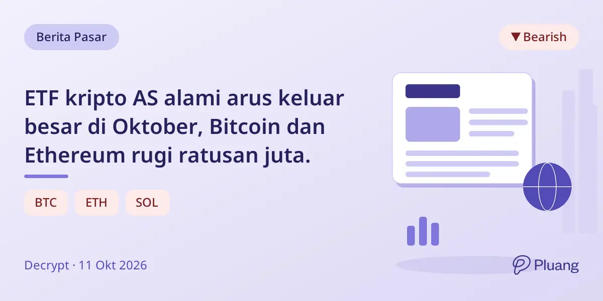 ETF kripto AS alami arus keluar besar di Oktober, Bitcoin dan Ethereum rugi ratusan juta.