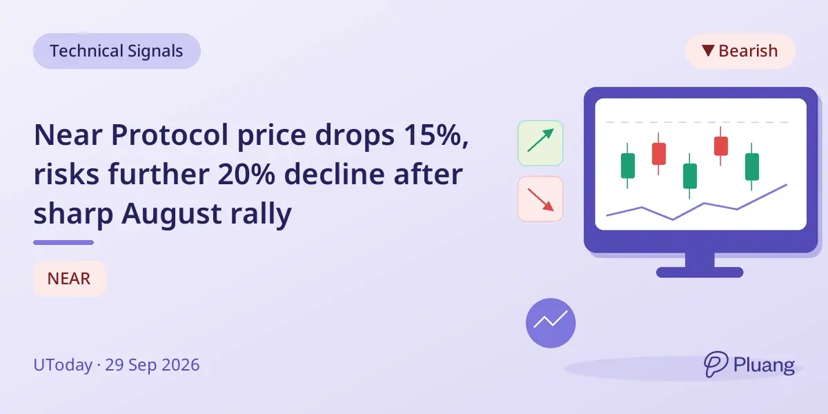 Near Protocol price drops 15%, risks further 20% decline after sharp August rally