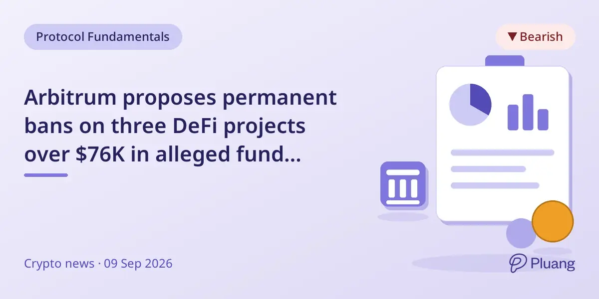 Arbitrum proposes permanent bans on three DeFi projects over $76K in alleged fund misuse.
